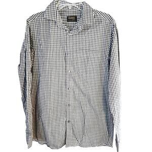 Raymond Men's Shirt Large Dress Button Down Gray Checked Long Sleeves Top